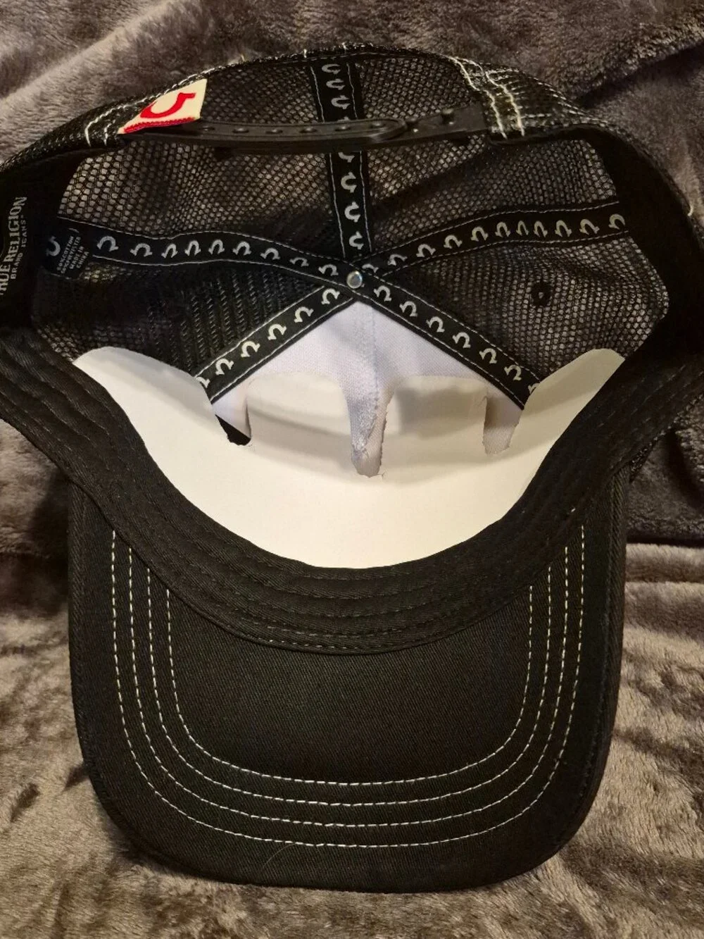 True Religion Buddha World Tour Logo Mesh Black/White Trucker Hat NEW!